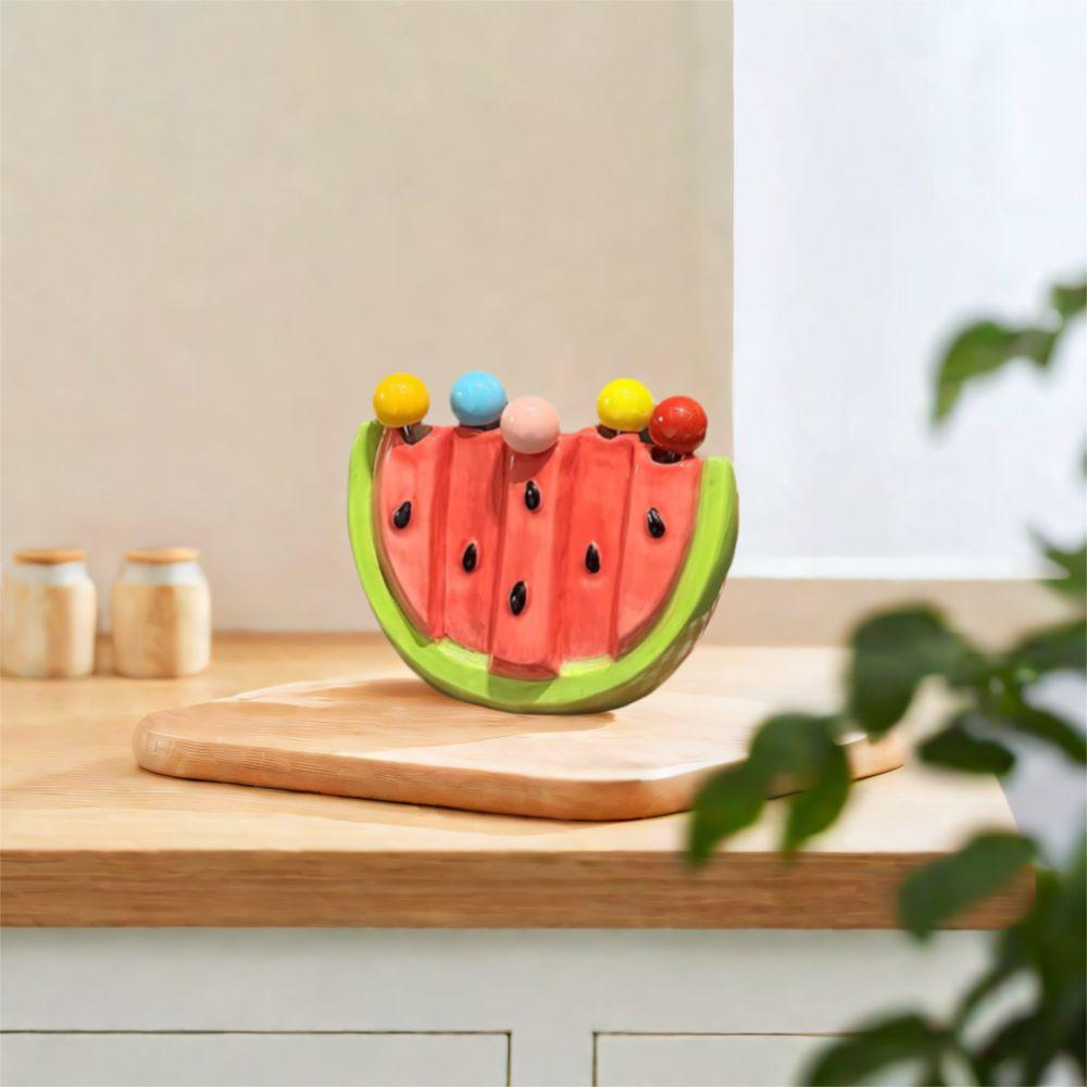 Cute Fruit Stick Stainless Steel Fruit Skewer Tableware Dessert Cake Fork  Summer