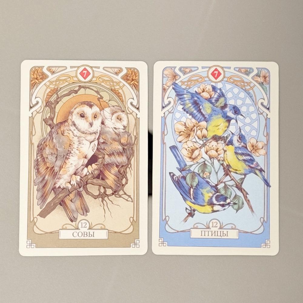 10*6cm Romantic Lenormand Oracle Deck In Russian Language Floral Motifs of The Art Nouveau Style 37 Pcs Cards