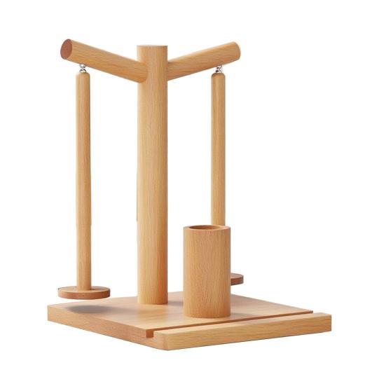 Wooden Yarn Holder Magnetic Rotating Yarn Spinner with 2 Spindles Yarn Dispenser with Phone Stand for Knitting And Crocheting