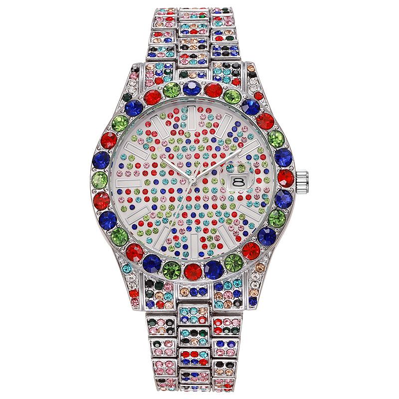 

Мужские настоящие часы большого бренда, модные повседневные часы из сплава с датой, кварцевые винтажные часы Sss Supply Hip Hop Diamond Golden Luxury Clock серебряный