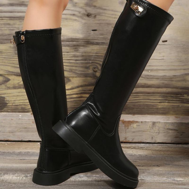 Autumn Winter Women Knee High Long Boot New Fashion Pu Leather Platform Shoes Knight Boots Back Zipper Ladies Long Botas Mujer