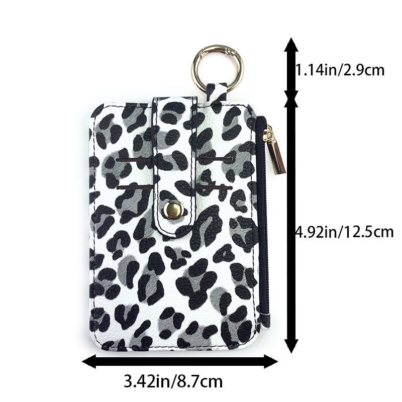Multifunctional storage leopard print PU leather card bag card cover, small with zipper change, multi-card position card cover pendant.