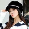 Luxury Faux Mink Fur Beret with Visor for Women, Winter Double Warmth Cotton Lined Hat, Stylish Outdoor Peaked Beret