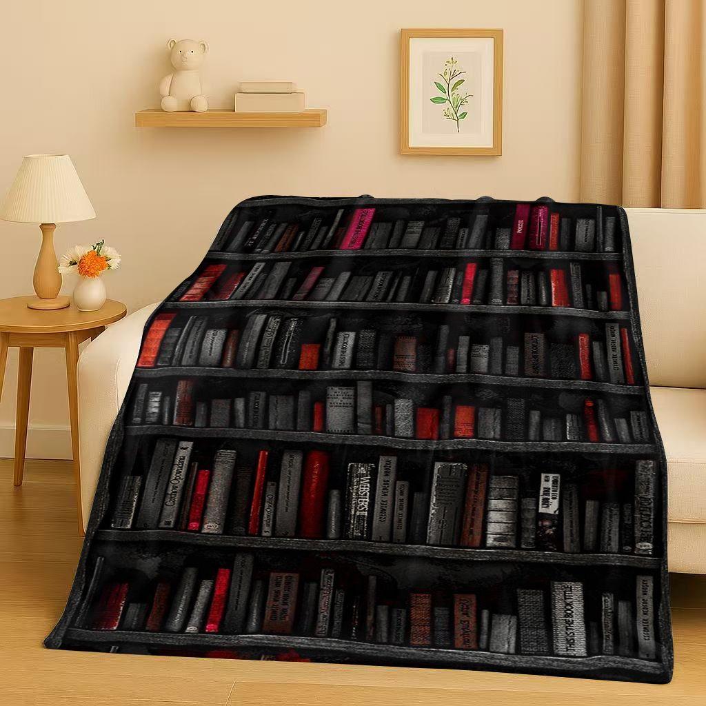 HD Retro Magic Book Library Bookshelf Flannel Blanket,Ultra Soft Warm Plush Throw for Home Bedroom Bed Sofa Cover Office Gift