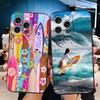 Surfboard Surfing Surf Summer Soft Phone Case for iPhone 16 16E 17 Air 15 Pro Max 14 Plus 13 Mini 11 12 7 Black Cover Back Shell