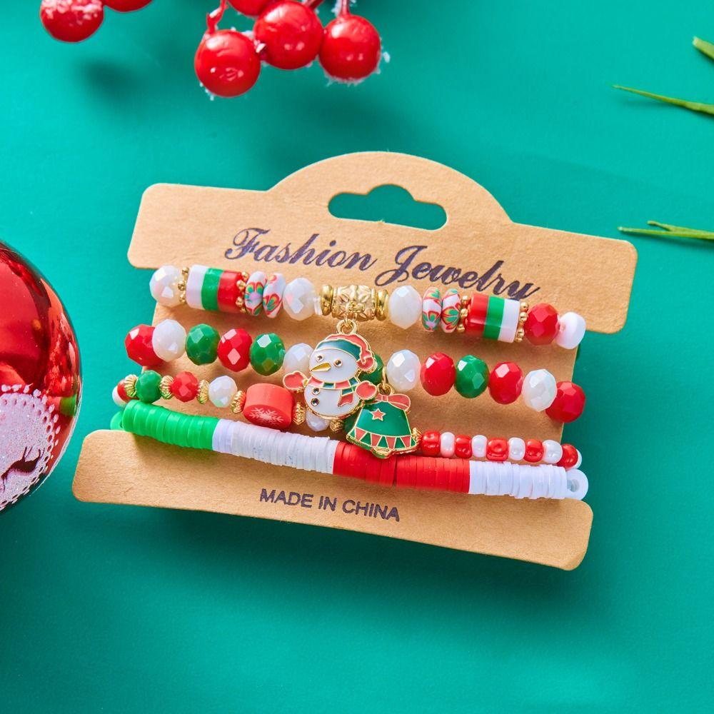 4pcs/set Christmas Tree Christmas Beads Bracelets Santa Christmas Jewelry  Girl
