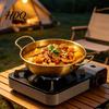 Ergonomische Anti-brandwonden Koekenpan Ramen Soeppan met Dubbele Handgrepen Roestvrij Staal Anti-aanbak Platte Multifunctionele Platte Bodem Pan voor Bakken,