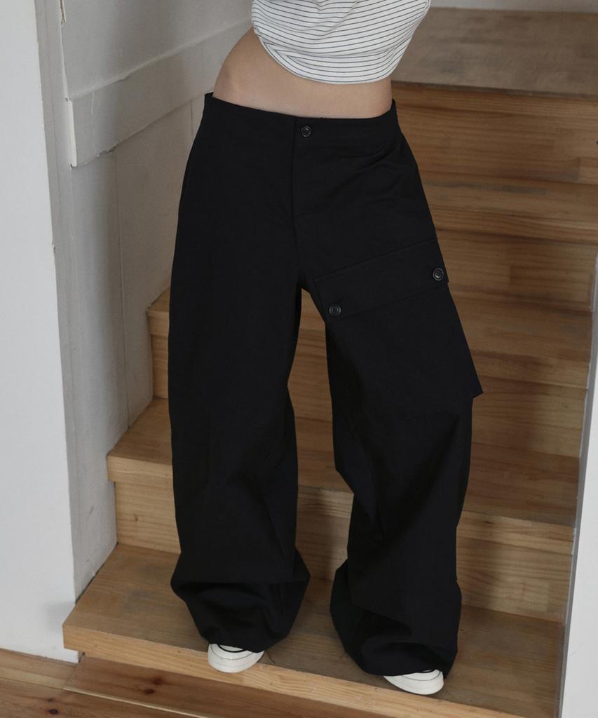 LANGER [Plc] Utility Cargo Wide Pants_3Colors