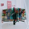 Transparent Glass Painted Umbrella 70% off Automatic Trendy Straight-Handle Umbrella Cute Folding Umbrella for Children and Adults Hepburn Style
