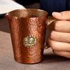Vintage Pure Copper Moscow Mule Mug Engraved Flower Durable Coppery Beer 200ml Mugs Coffee Mug Milk Cup Weave Handle Drinkware