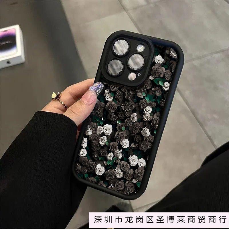 Black rose group is suitable for Apple 17 mobile phone case iPhone16/15 airbag 14 popular 13Pro anti-drop