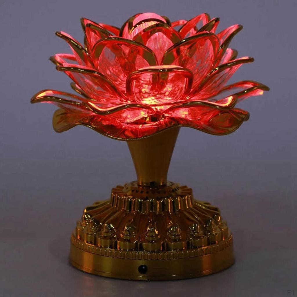 LED Lotus Buddhist Lights Color Changing Buddha Lamps Battery Operated Lamp Worship