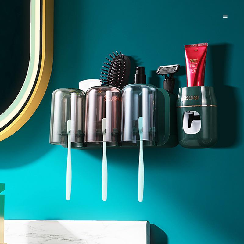 Wall-Mounted No-Punch Toothbrush & Rinsing Cup Set