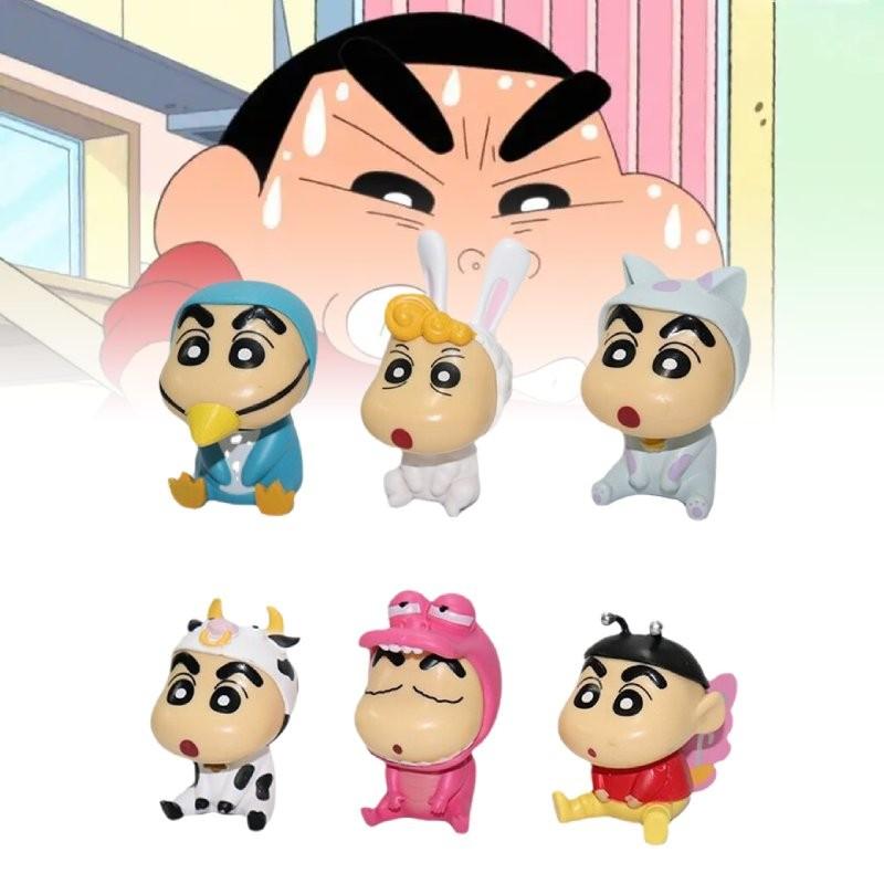 Crayon Shin 6pcs Chan Animals Costume Pvc Toy Model Desktop Decor Gift Christmas