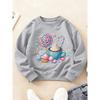 Kids Crewneck Sweatshirt, Healing Candy Coffee Dessert & Hearts Print Top for Autumn Winter