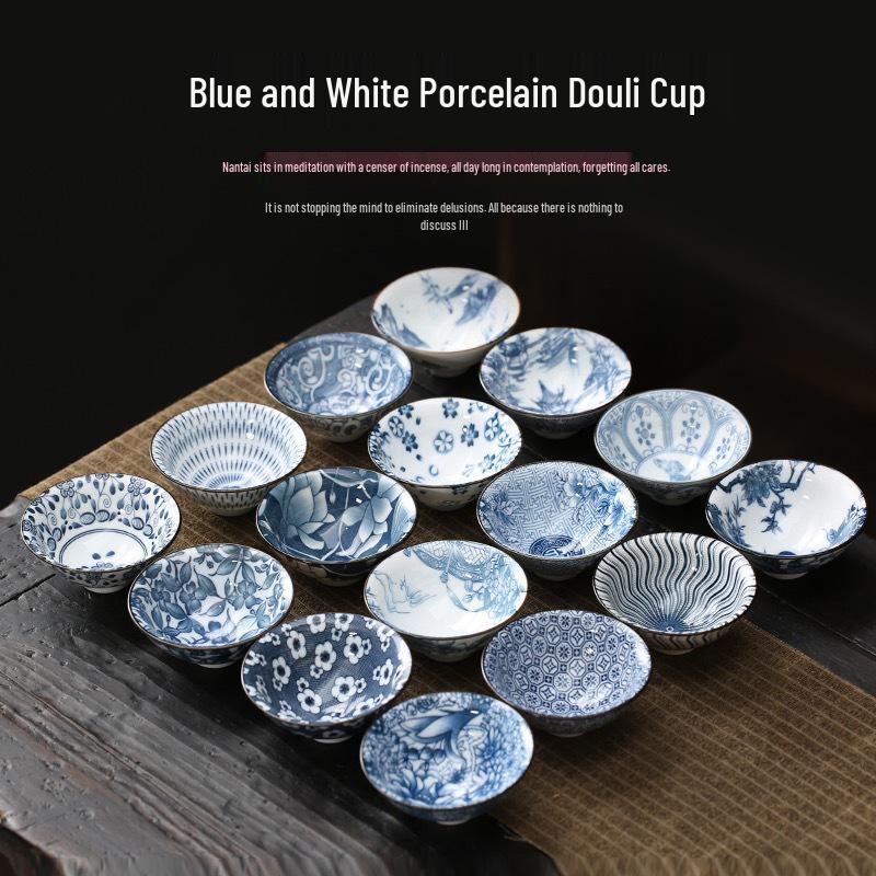 Blau-weiße Douli-Teetasse aus Porzellan für Kung-Fu-Tee