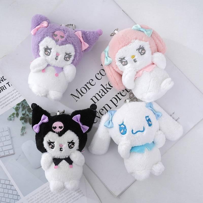 Adorable Sanrio Plush Toy Keychain Super Soft Cinnamoroll Kuromi Melody Bag Charm