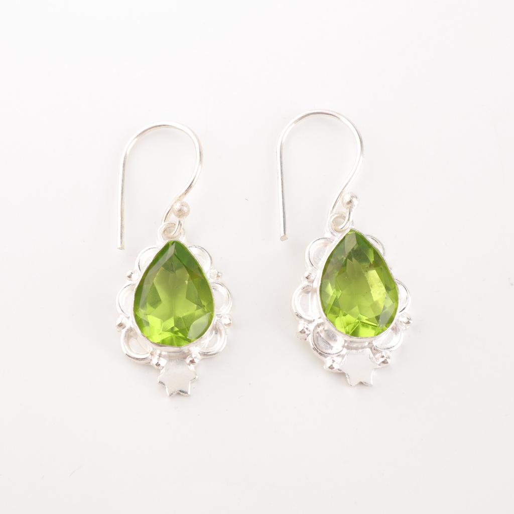 Peridot Gemstone Earrings925 Stamped Silver Handmade Jewelry Gift For Girlfriend EE-163-14