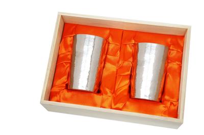 HORIE Hecho en la Prefectura de Niigata Vaso Doble de Titanio Kiln Light 270cc Plata Pulida Juego de 2 T09KM270MGSVSET Tsubame,
