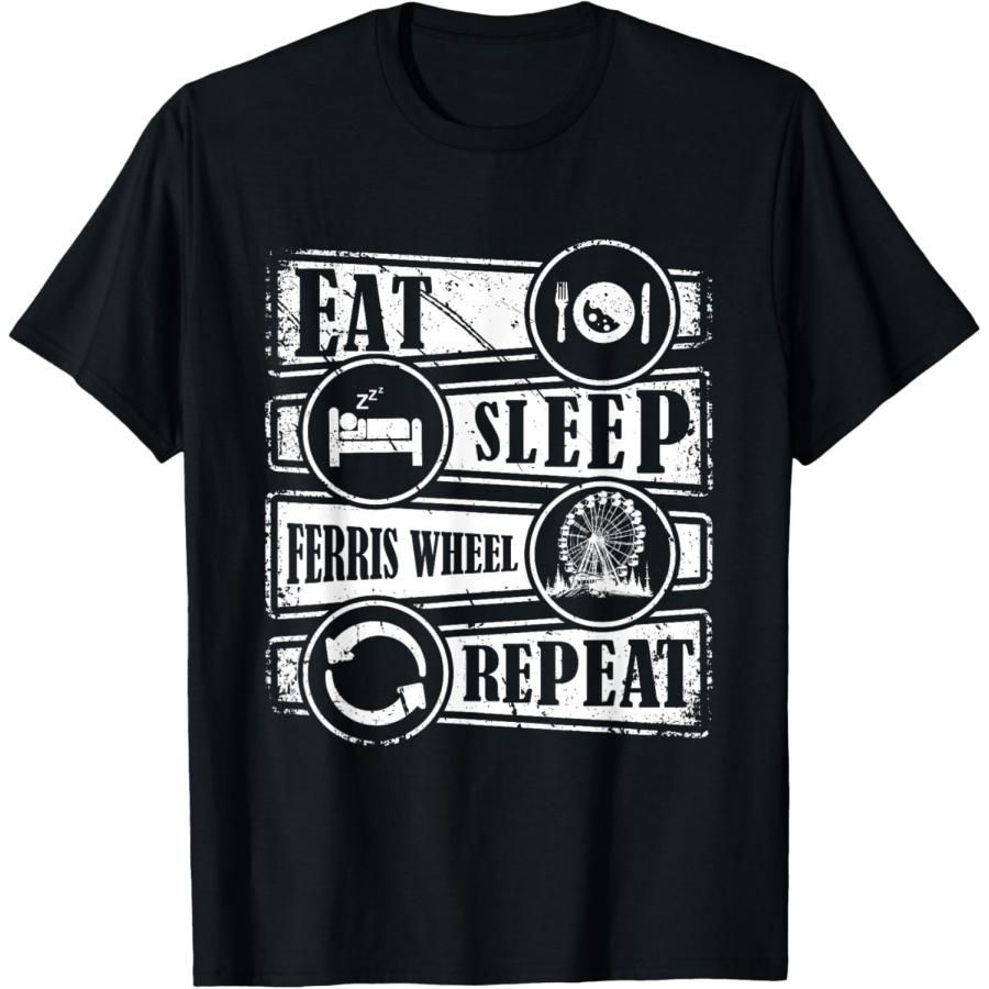 

Eat Sleep Ferris Wheel Repeat Carnival Wheelie Ferris Wheel T-Shirt XXXXXL чорний