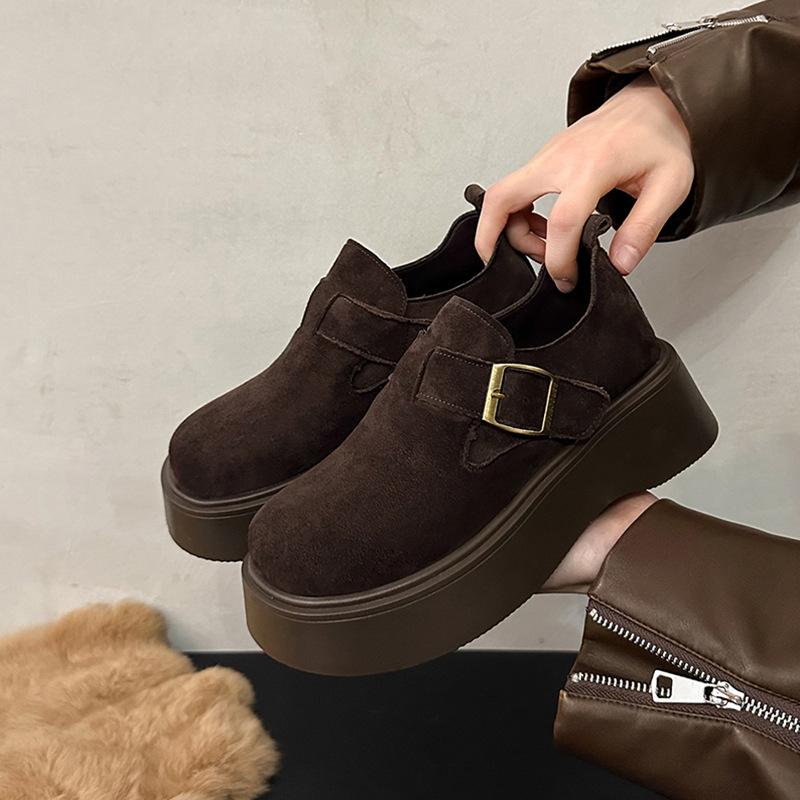 Platform shoes women's new spring and autumn one-pedal shoes retro casual single shoes