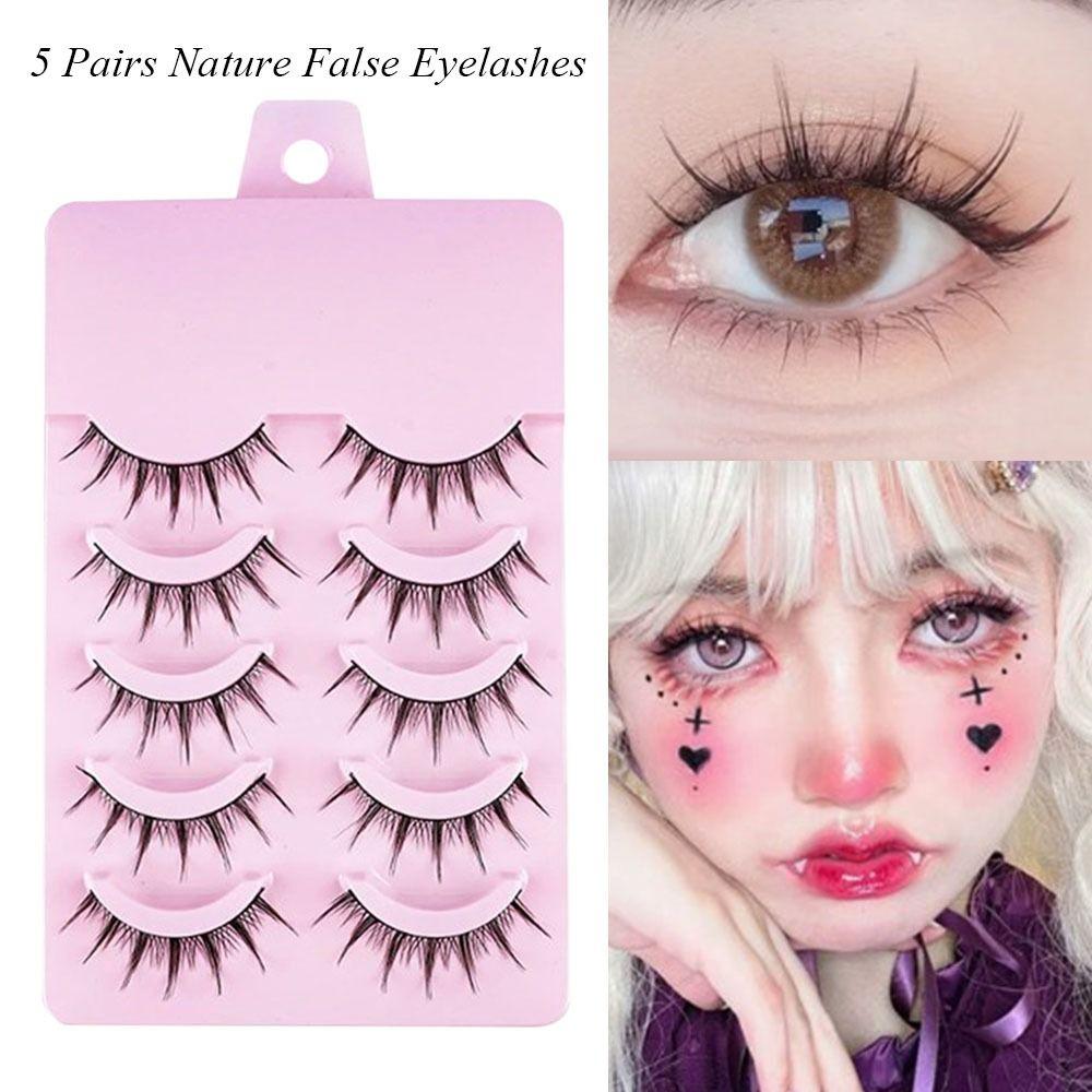 5 perechi de gene manga naturale coada de pește gene negru anime gene false de înaltă calitate