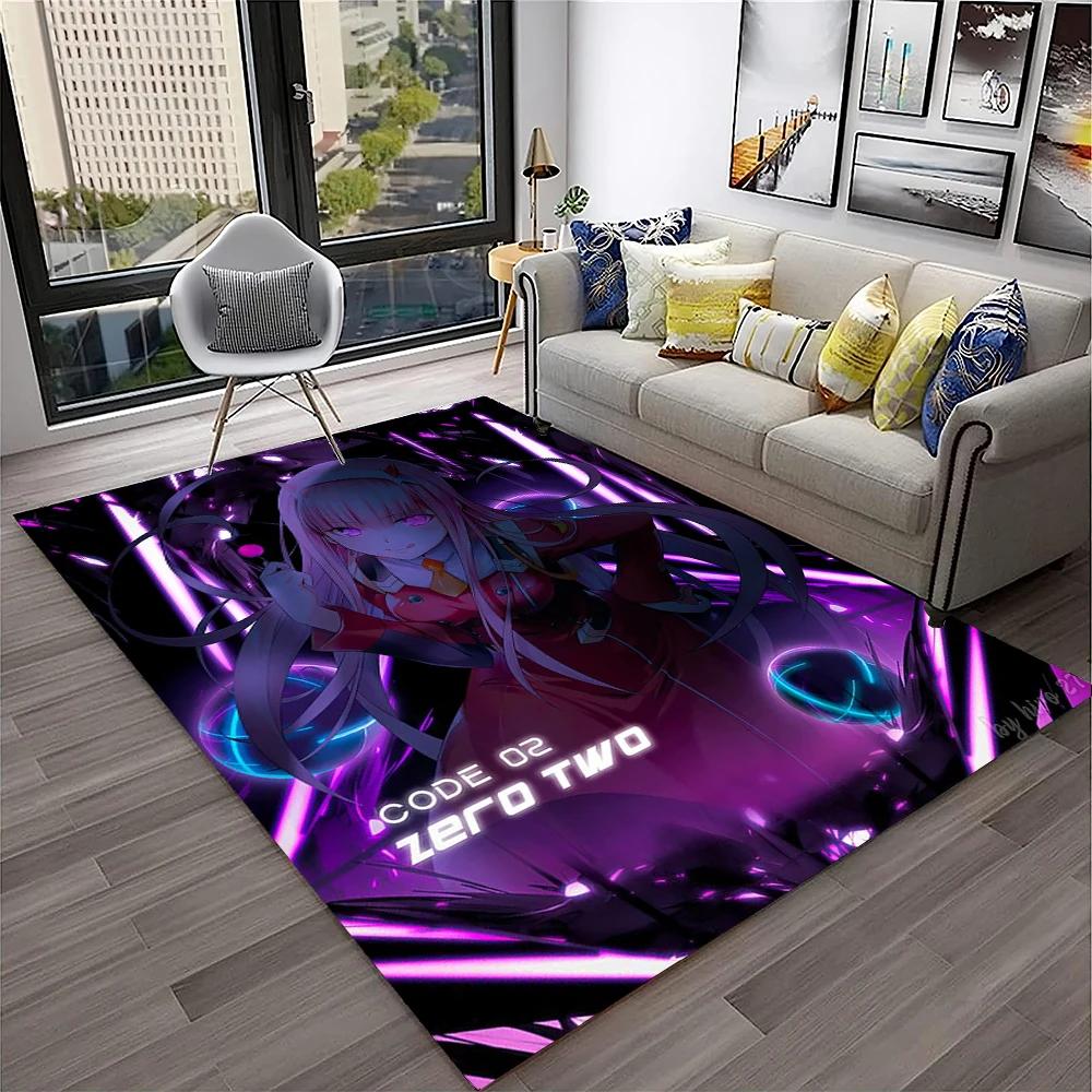 DARLING In The FRANXX Cartoon Zero Two Sexy Girl Carpet Rug for Home Living Room Bedroom Sofa Doormat Decor,Non-slip Floor Mat