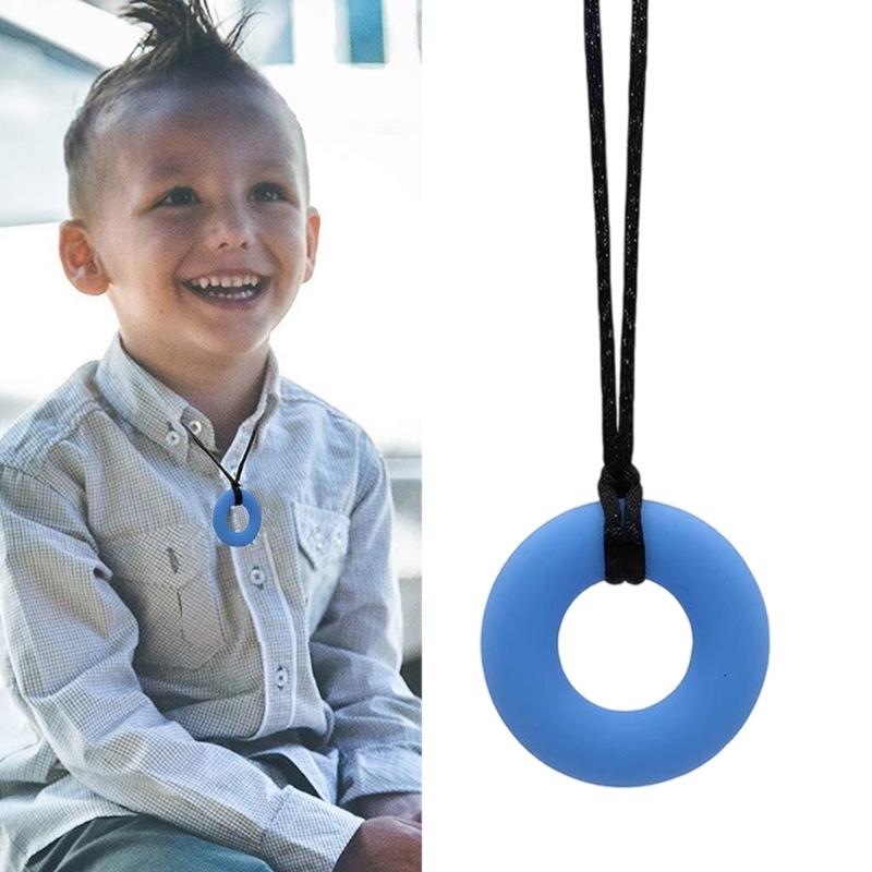 Wygodny naszyjnik dla niemowląt do ząbkowania Odporny na alergie Silikonowy wisior w kształcie kółka Dla karmiących matek