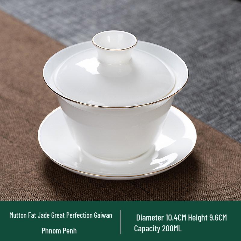 Dehua White Porcelain Gaiwan: Thin Body Sancai Tea Bowl for Kung Fu Tea, Large Ceramic Cup for Home Brewing