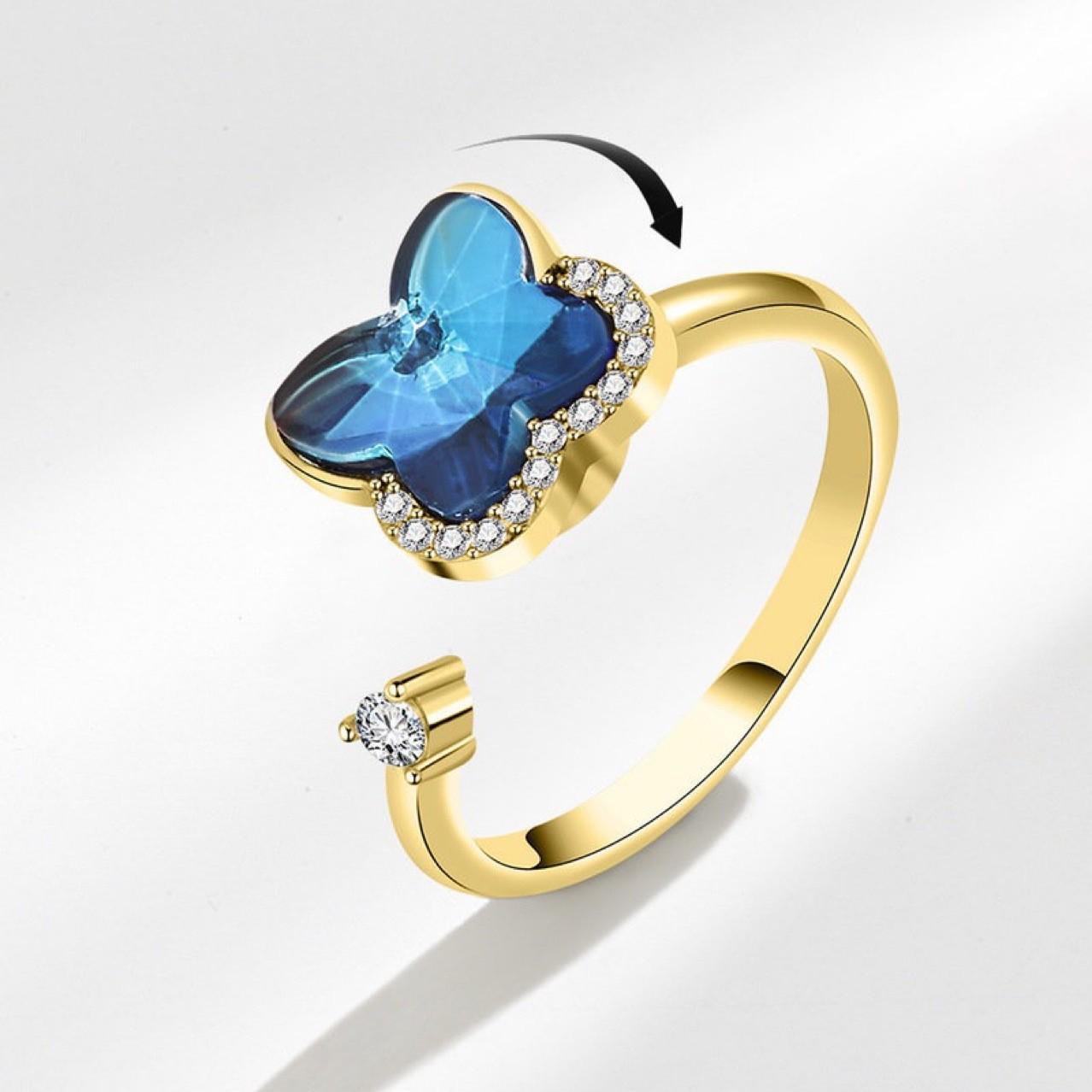 Rotatable Four-Leaf Clover Anti-Anxiety Ring for Women - Stress Relief Accessory