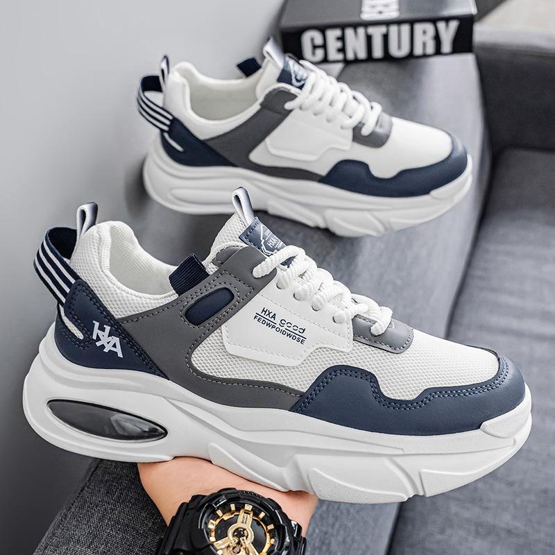 2025 new summer mesh white shoes men's sports shoes teenagers platform heightening dad trendy shoes comfortable rest