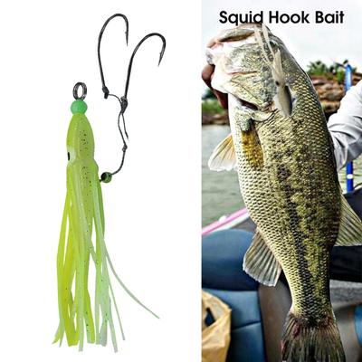 16cm/8g Silicone Squid Bait Sharp Vivid Swim Double Hook Octopus Skirt Bait Fishing