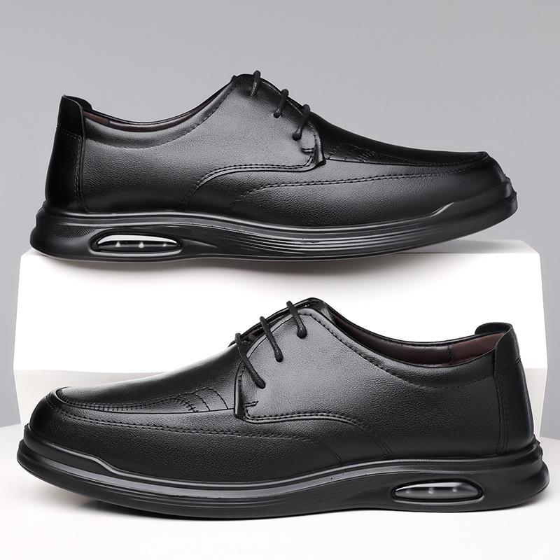 Fashion Spring Autumn New Black Leather Shoes for Men Fashion Lace Soft Sole Dress Shoes Male Designer Low Top Casual Loafers Man