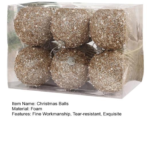 6 Buc 8cm Glob de Crăciun Perlă Faux Lucios Festiv Formă Rotundă Decorativ Culoare Strălucitoare Glob de Crăciun cu Sfoară pentru Festival