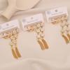 3 Pairs Flower Tassel Stud Earrings, Satisfy Drop Moon Stainless Steel Earrings, Versatile Ear Jewelry