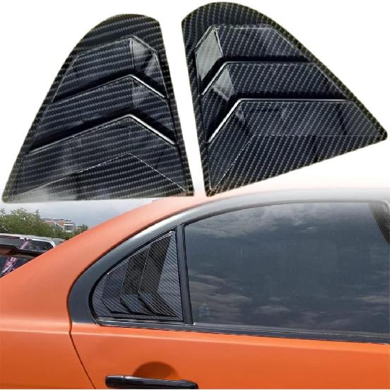 

for Mitsubishi Lancer 2008-2017 Car Exterior Rear Back Side Window Louvers Shutter Cover Decor Trim ABS Carbon Fiber Black Accessories 2pcs
