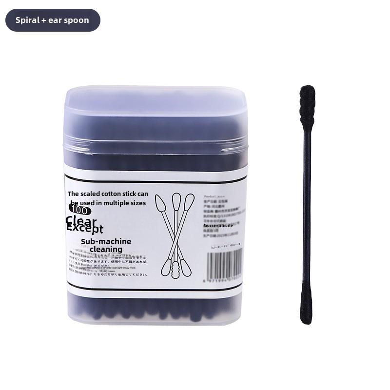 Black Cotton Swab Japanese Ear Pick - Disposable Double-Headed for Blackhead Cleaning