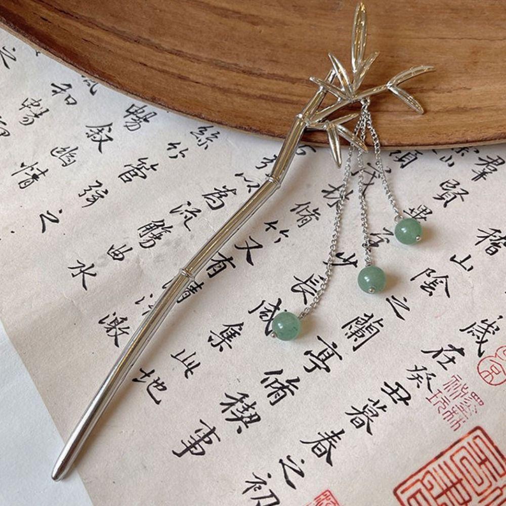 

Non-slip Beads Headwear Chinese Tassel Hairpin Women Leaf Hair Stick Hair Styling Accessory