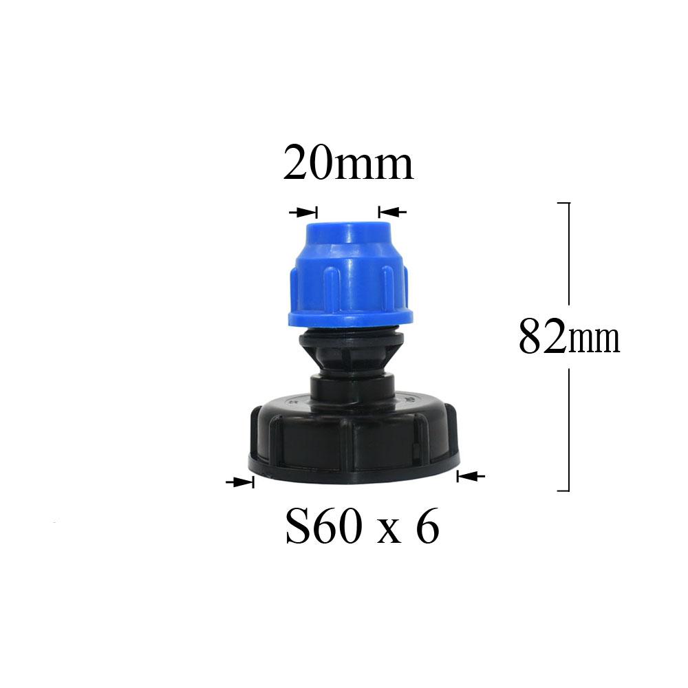 

S60 To 20/25/32mm Plastic PE Tube Connector Tee 2way Water Splitter Elbow IBC Water Tank Pipe T-Shape Joint Adapter