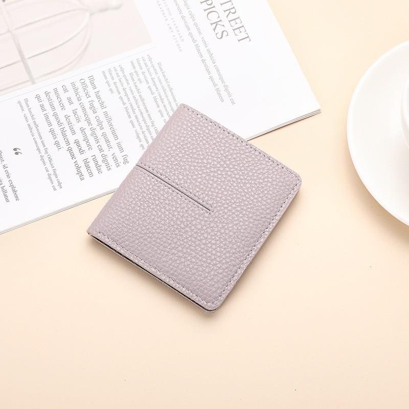 Slim 2-Fold PU Leather Wallet Women With Stitched Detail Multi-Card Slots Snap Lightweight Minimalist Design