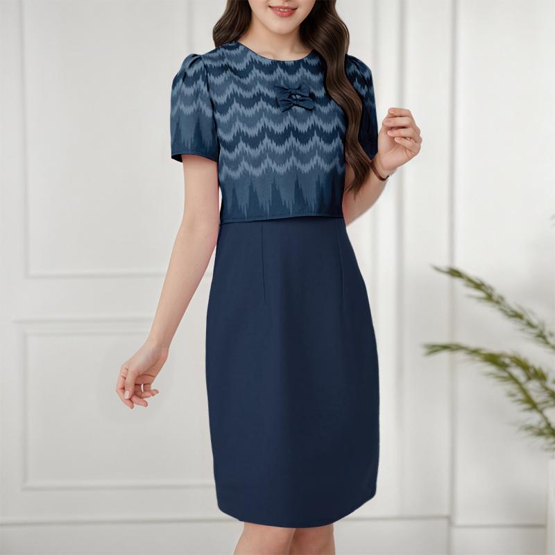 

ZANZEA Женское повседневное летнее платье с круглым вырезом и коротким рукавом с принтом 5XL темно-синий