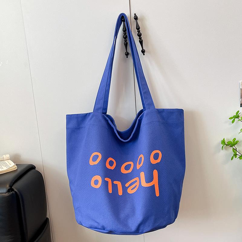 Korean version of casual canvas tote bag ins fashion letter printing handbag Internet celebrity literary nylon shoulder women's bag