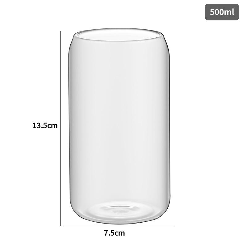 16oz High Borosilicate Glass Cola Cup with Bamboo Lid - Heat Resistant, for Cold Drinks, Juice, Milk, Tea