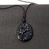 Twelve Zodiac Obsidian Guardian Pendant Necklace - Zodiac Crystal Mahjong Design