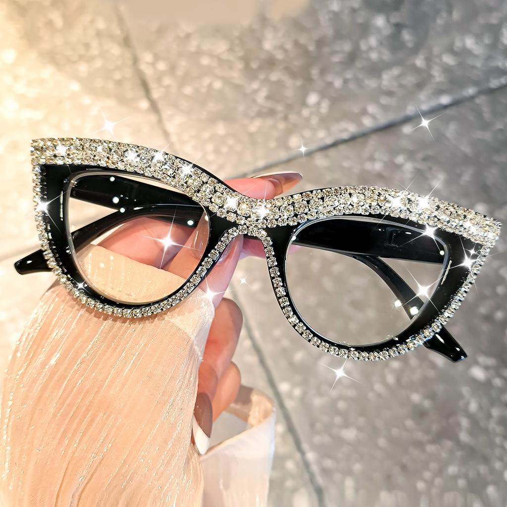 Durable High Quality Elegant Fashion Glasses with Rhinestone - Cat-eye Frame Perfect for Formal Events Formal Eyewear