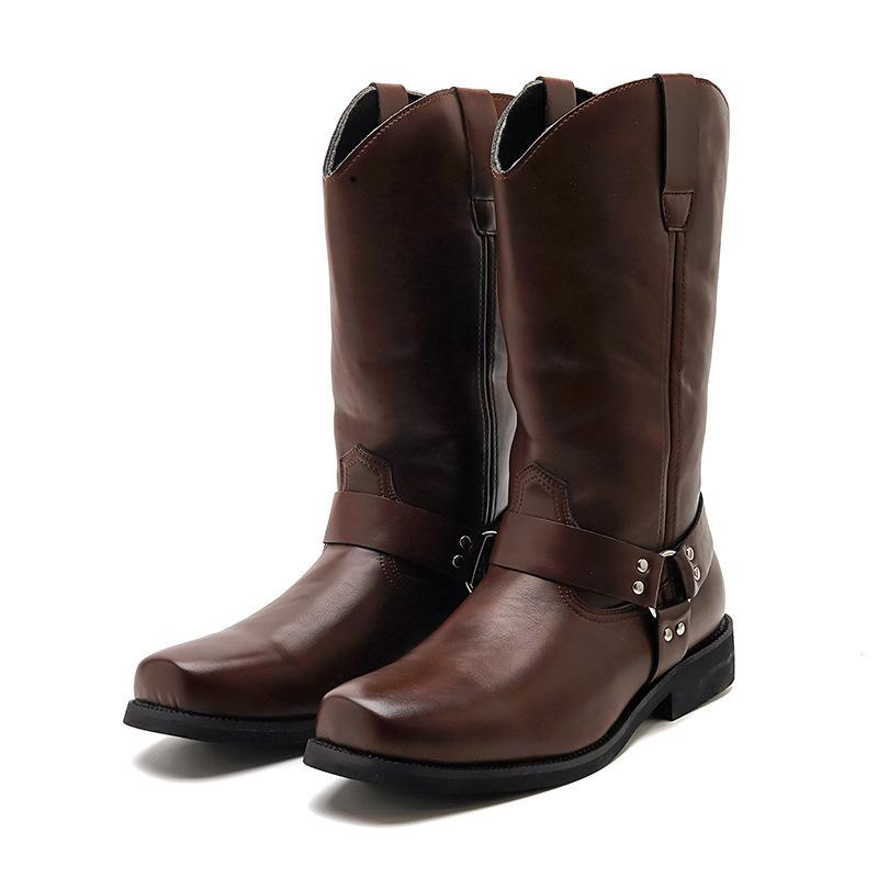 Leather boots large size new leather shoes high top knight boots British style high boots