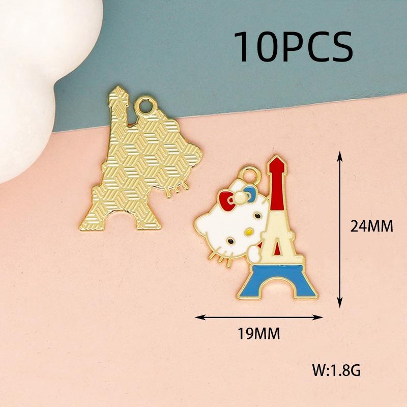 10PCS Alloy Cartoon Cat DIY Accessories Drip Oil Bag Clothing Keychain Jewelry Head Hand Rope Pendant Handmade Accessories