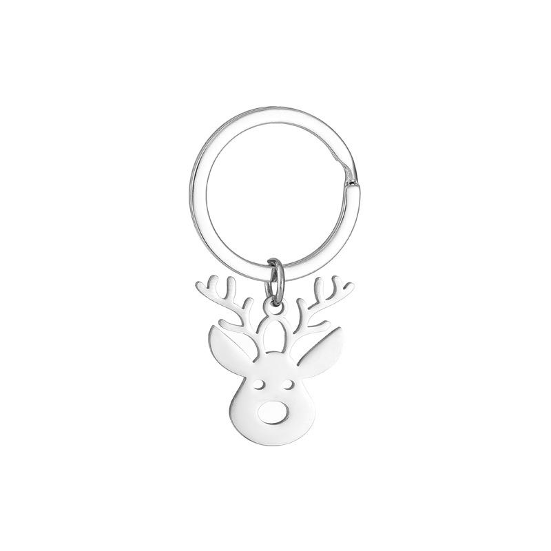 Gold Silver Black White Splicing Cat Stainless Steel Keychain Cute Cartoon Design Fashion Couple Pendant Practical Backpack Decoration