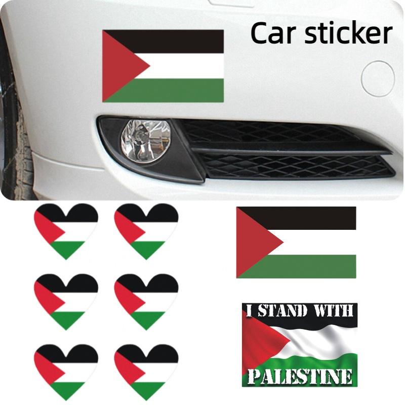 High-quality Pet Material Car Sticker 14cm Palestinian Flag Decal