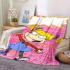 1pc Flannel Blanket, Helga,Blonde,Rugrats Pattern Printed Blanket, Sofa Bed Sofa Car Office Camping Travel Warm And Comfortable Soft Blanket